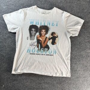 Whitney Houston Shirt Mens Large White I Wanna Dance With Somebody Graphic Tee